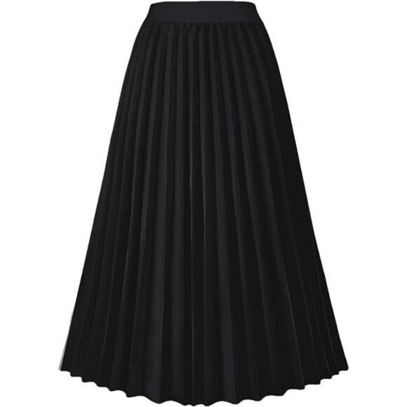High Waist Pleated A Line Midi Skirt Flowy Elastic Waist Swing Skirt Women - Picture 1 of 5